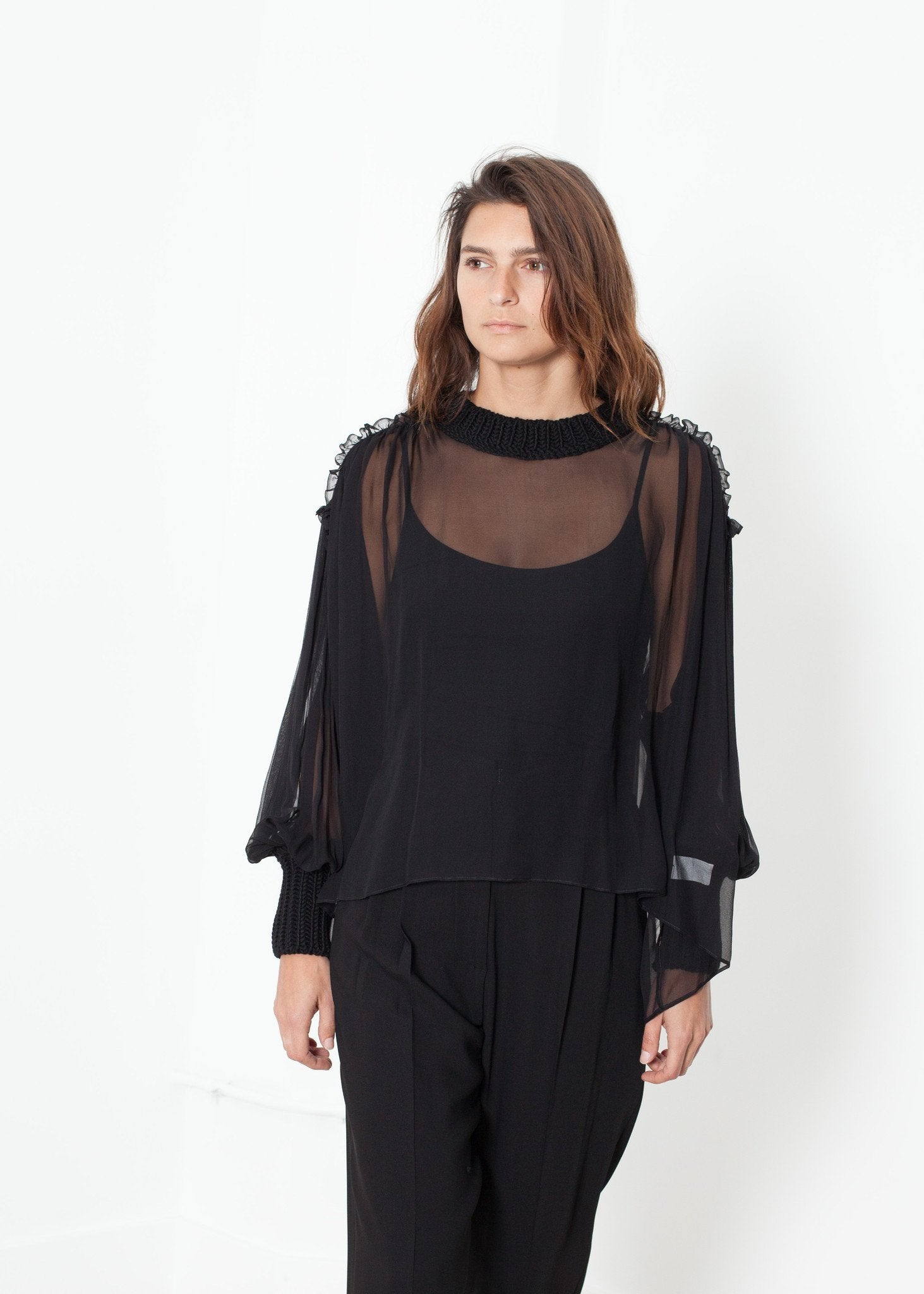 Poet Silk Sweater in Black