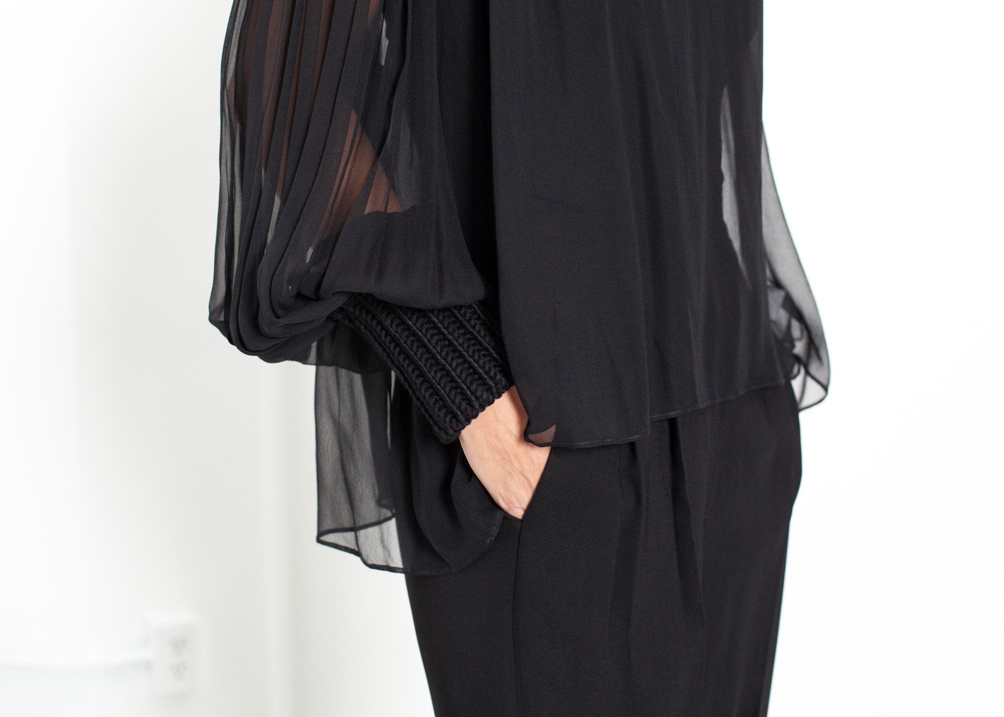 Poet Silk Sweater in Black